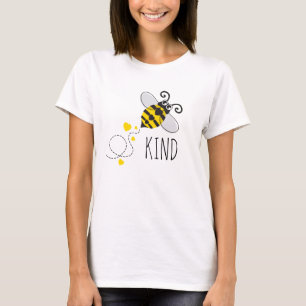 Camiseta Texto preto da abelha bonito dos corações ou fei