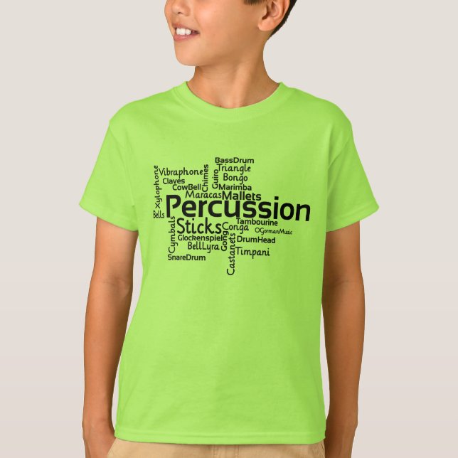 Camiseta Texto Preto da Nuvem do Word de Percussão (Frente)