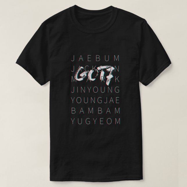 Camiseta Texto Preto de Teto 3D de GOT7 (Frente do Design)