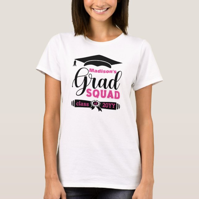 Camiseta Texto preto e rosa personalizado mulheres branco F (Frente)