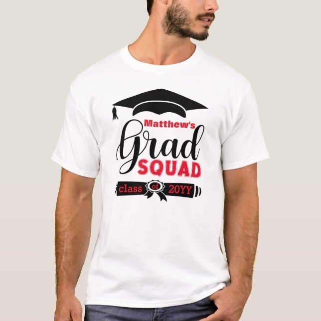 Camiseta Texto Preto e Vermelho Personalizado Mens Branco F (Frente)