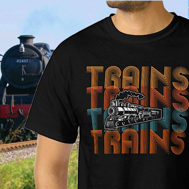 Camiseta Texto Repetido Dos Comboios, Comboio Ferroviário C (Criador carregado)