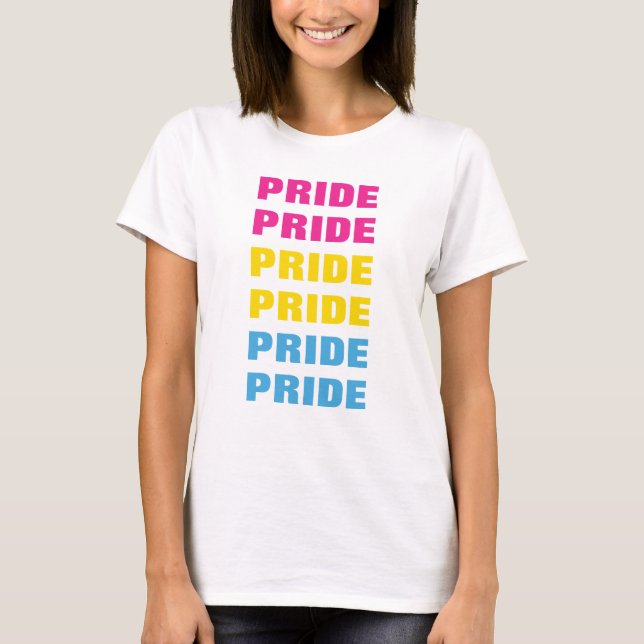 Camiseta Texto Repetido Personalizável do Orgulho Pansexual (Frente)