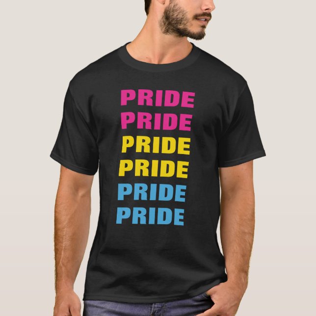 Camiseta Texto Repetido Personalizável do Orgulho Pansexual (Frente)