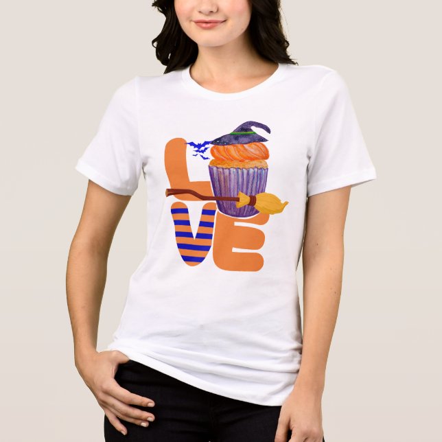Camiseta Texto separado de divisão de amor do Cupcake Hallo (Frente)