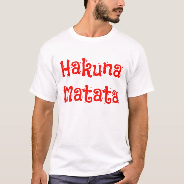 Camiseta Texto Vermelho de Hakuna Matata (Frente)