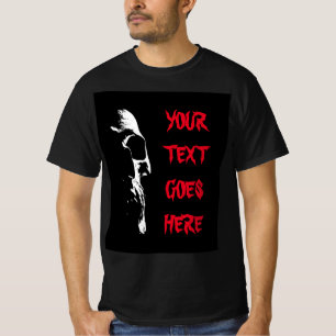 Camiseta Texto Vermelho Distante Mens Halloween Crânio Pret