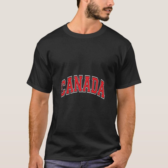 Camiseta Texto Vermelho do Estilo de Variação do Canadá (Frente)