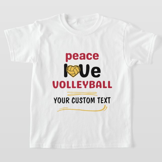 Camiseta texto vermelho do jogador de vôlei Peace Love (Postura )