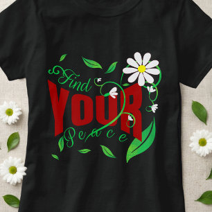 Camiseta Texto Vermelho Inspirador em Negrito Com Flores e