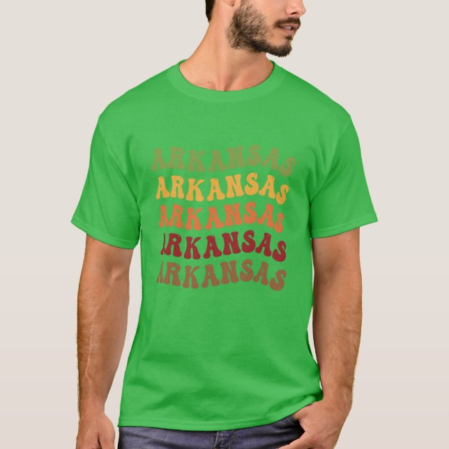 Camiseta Texto Wavy do Arkansas Retro Vintage (Frente)