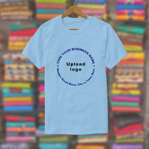 Camiseta Textos de padrão redondos de Marca comercial em az
