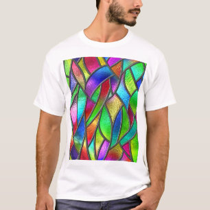 Camiseta Textura 3D De Padrão De Vidro Colorido