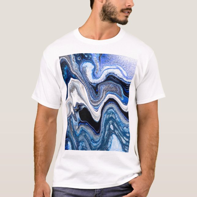 Camiseta Textura branca prateada de mármore profundo. (Frente)