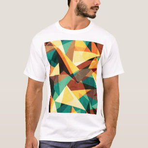 Camiseta Textura com efeito de madeira de triângulo colorid