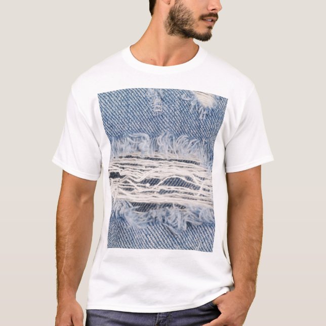 Camiseta Textura de Jeans com risca desbotada (Frente)
