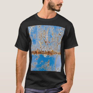 Camiseta Textura de metal enferrujado, decor arranhado azul
