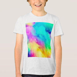 Camiseta Textura de Pelo Fofinho Arco-íris Vibrante-75201