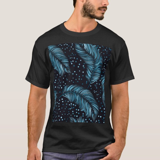 Camiseta Textura de pena escura, abstrato. (Frente)