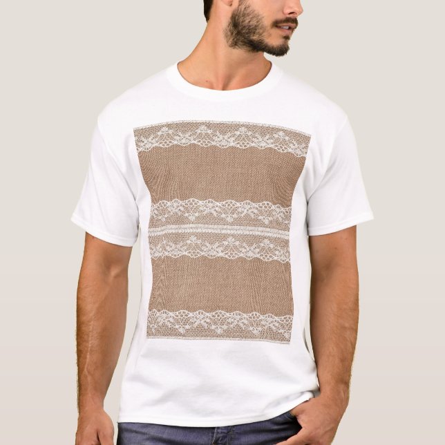 Camiseta Textura Do Lace Escuro Burlap (Frente)