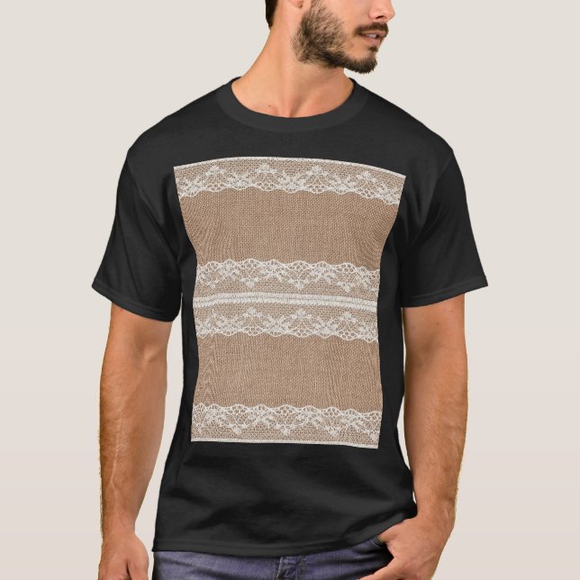 Camiseta Textura Do Lace Escuro Burlap (Frente)