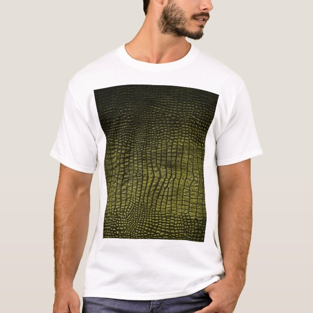 Camiseta Textura luxuosa de crocodilo escuro. (Frente)