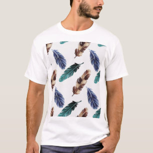 Camiseta Textura Tribal de Penas Coloridas