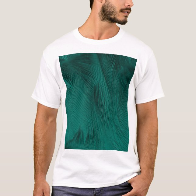 Camiseta Textura verde escura da pena de vindima (Frente)