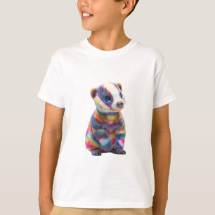 Camiseta Texugo Infantil Listrado Arco-Íris Vibrante
