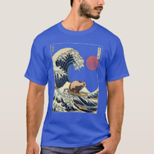 Camiseta Texugo Kanagawa menina de onda de surf japonesa