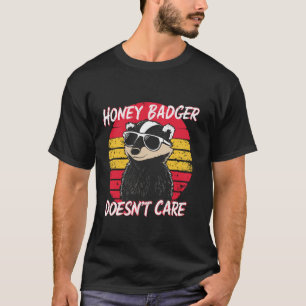 Camiseta Texugo-Mel Adorável Engraçado Retro Não Se Importa
