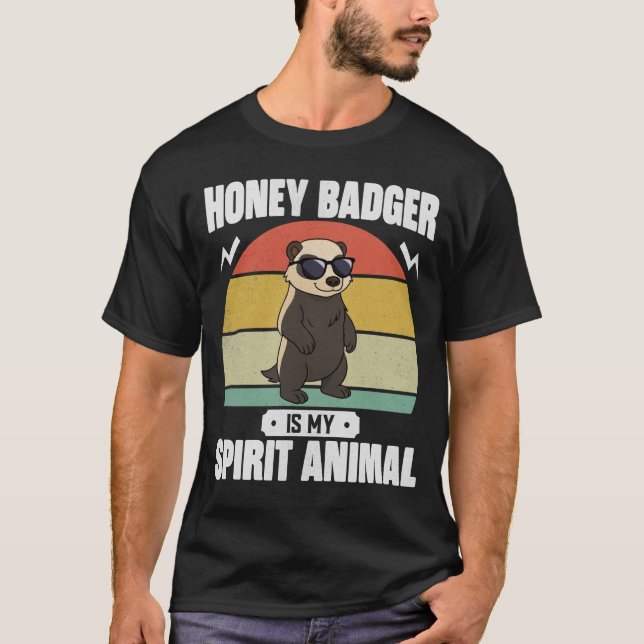 Camiseta Texugo-Mel É Meu Animal De Espírito Presente Vinta (Frente)