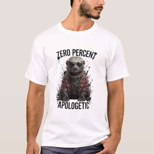 Camiseta Texugo Mel Querendo Zero Por Cento de Desculpas (Frente)
