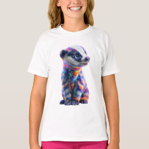 Camiseta Texugo Psicodélico Arco-íris 🎨 Crianças