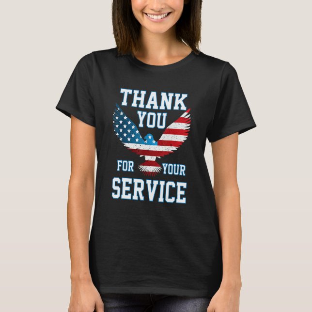 Camiseta Thank You for your Service Patriotic Eagle Veteran (Frente)