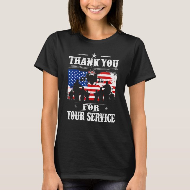 Camiseta Thank You For Your Service Patriotic Veterans Day (Frente)