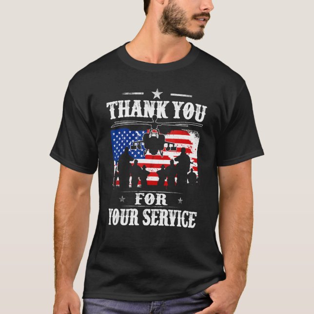 Camiseta Thank You For Your Service Patriotic Veterans Day (Frente)
