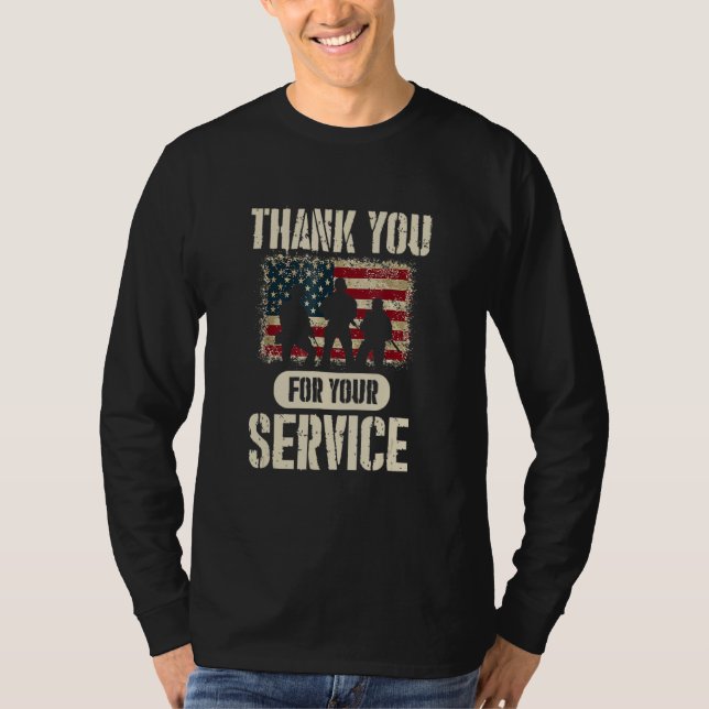 Camiseta Thank You for Your Service Patriotic Veterans Day (Frente)