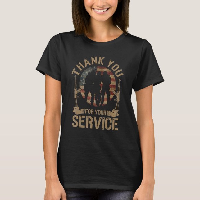 Camiseta Thank You For Your Service Patriotic Veterans Day (Frente)