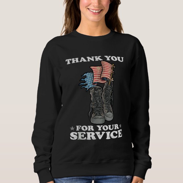 Camiseta Thank You For Your Service Veteran US Flag Veteran (Frente)