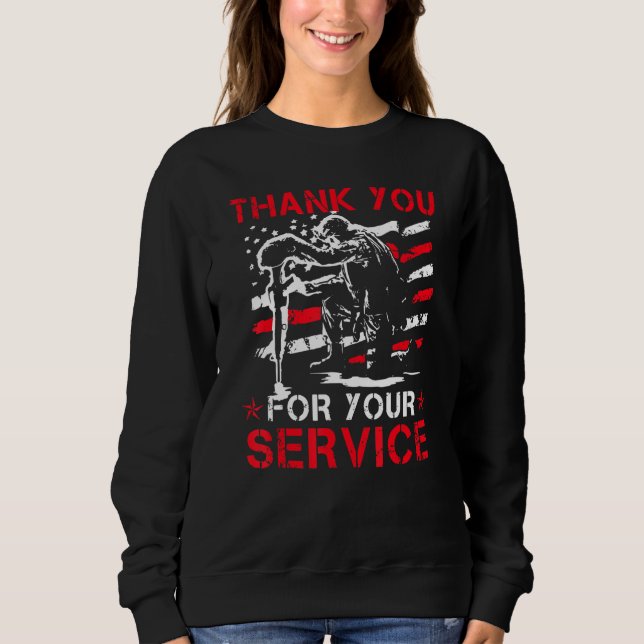 Camiseta Thank You For Your Service Veteran US Flag Veteran (Frente)