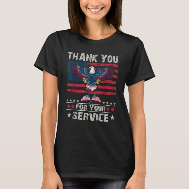 Camiseta Thank You For Your Service Veteran US Flag Veteran (Frente)
