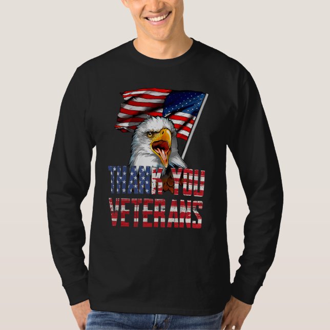Camiseta Thank You Veterans American Eagle US Flag for 4th  (Frente)