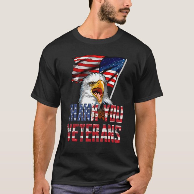 Camiseta Thank You Veterans American Eagle US Flag for 4th  (Frente)
