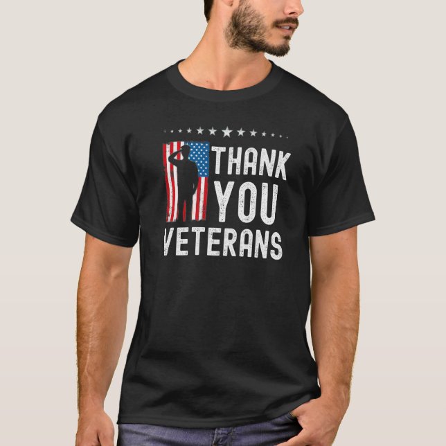 Camiseta Thank You Veterans  American Flag Celebration (Frente)