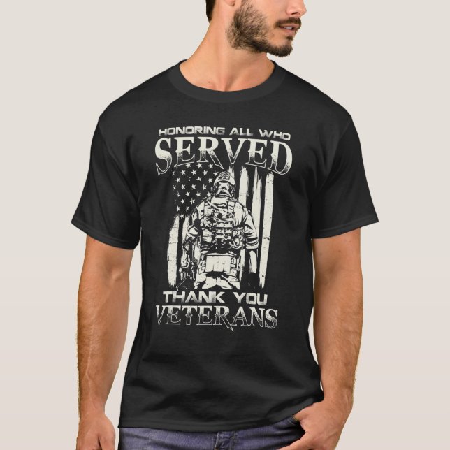 Camiseta Thank You Veterans Honoring All Who Served (Frente)