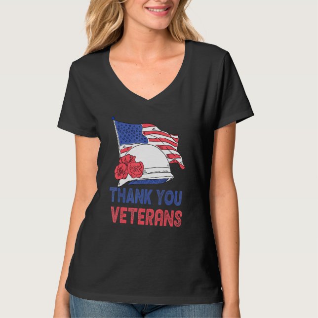 Camiseta Thank You Veterans Service Patriot Veteran Day Ame (Frente)