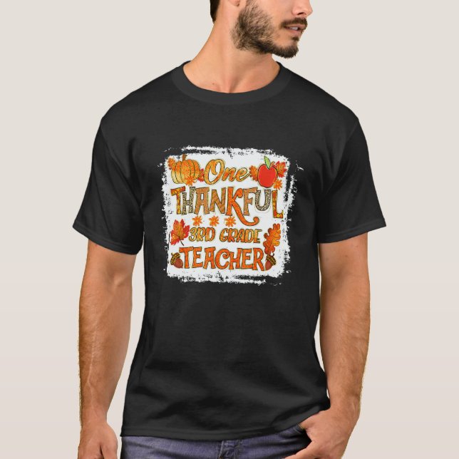 Camiseta Thankful 3rd Grade Teacher Pumpkin Fall Leopard Th (Frente)
