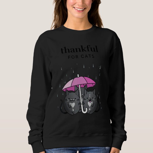 Camiseta Thankful for Cats Women's Thanksgiving Tuxedo Cat  (Frente)