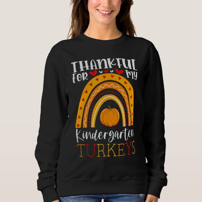 Camiseta Thankful For My Kindergarten Turkeys Thanksgiving  (Frente)